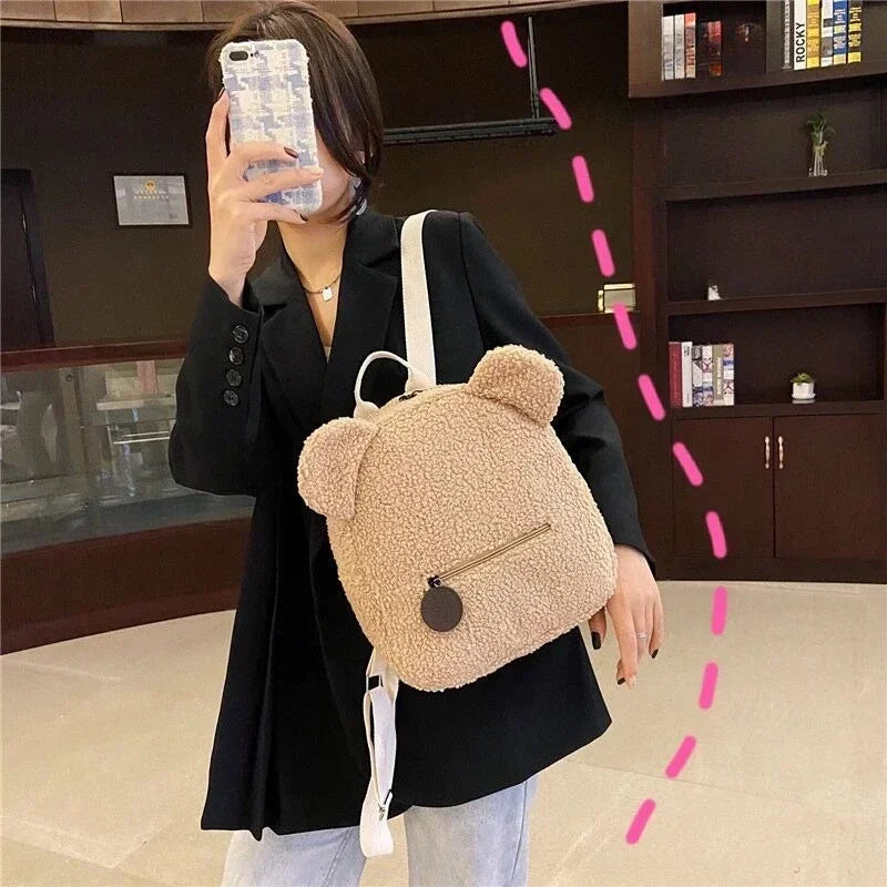 2024 Kids Cute Plush Bags Portable Women Lovely Bear Backpack Teenage Girls Small Bag Children's Bear Shaped Rucksack
