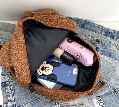 2024 Kids Cute Plush Bags Portable Women Lovely Bear Backpack Teenage Girls Small Bag Children's Bear Shaped Rucksack