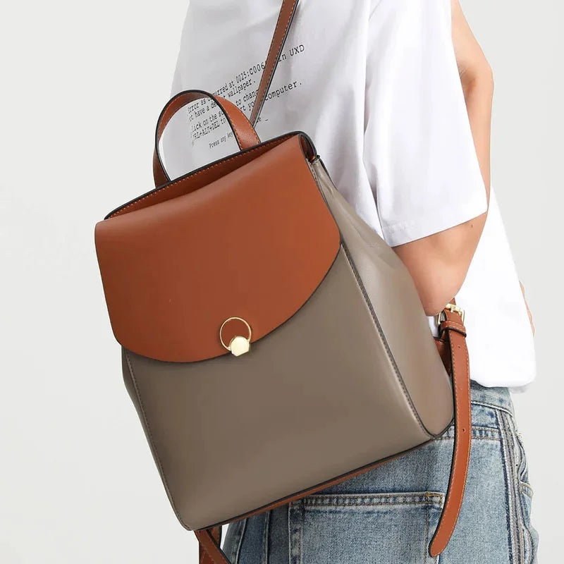 2024 Korean Fashion New High Capacity Academy Style Leather Women's Bag Travel Backpack Leisure backpacks