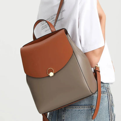 2024 Korean Fashion New High Capacity Academy Style Leather Women's Bag Travel Backpack Leisure backpacks