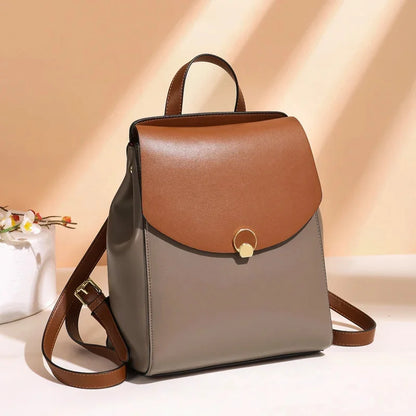 2024 Korean Fashion New High Capacity Academy Style Leather Women's Bag Travel Backpack Leisure backpacks