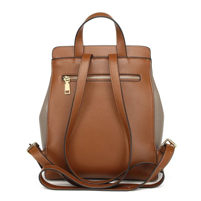 2024 Korean Fashion New High Capacity Academy Style Leather Women's Bag Travel Backpack Leisure backpacks