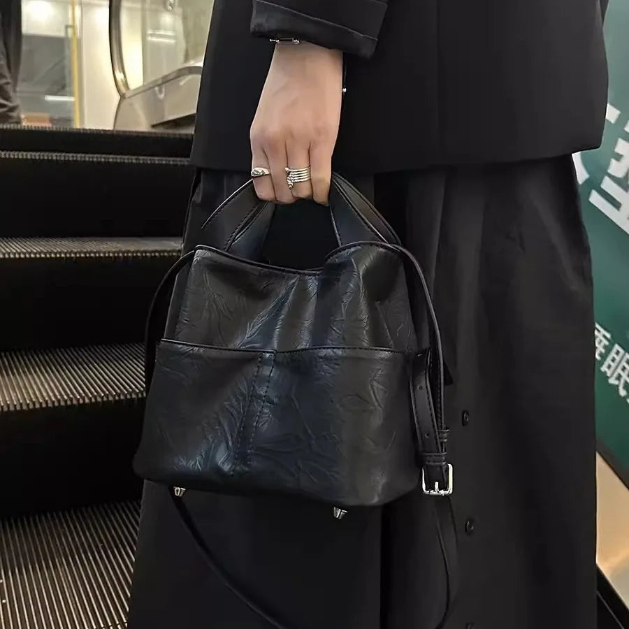 2024 Korean New Soft Leather Commuting Handbag For Women Fashion Versatile Single Shoulder Crossbody Bag