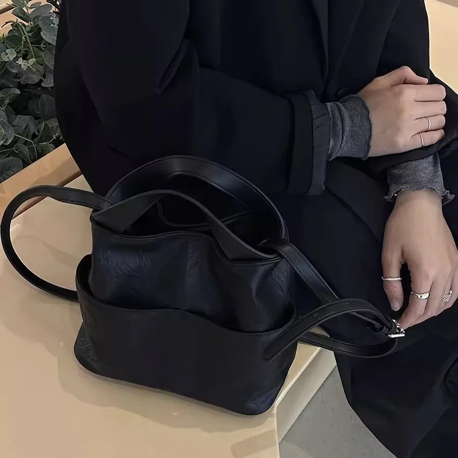 2024 Korean New Soft Leather Commuting Handbag For Women Fashion Versatile Single Shoulder Crossbody Bag