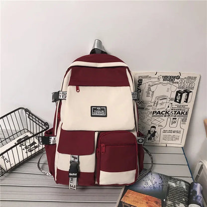 2024 Korean nylon schoolbag female student backpack large capacity fashion boy backpack computer bag femal school backpack bag