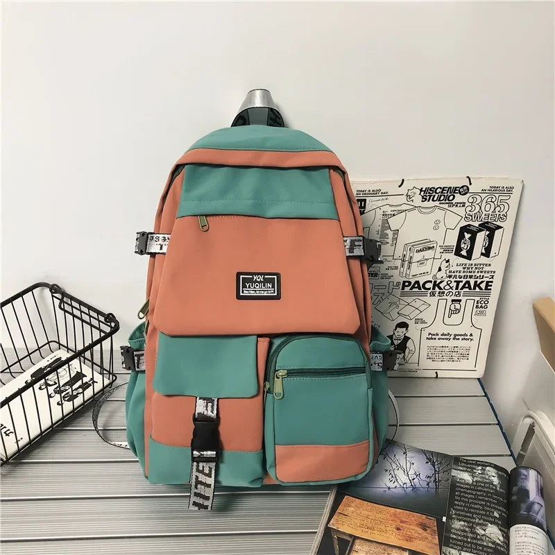 2024 Korean nylon schoolbag female student backpack large capacity fashion boy backpack computer bag femal school backpack bag