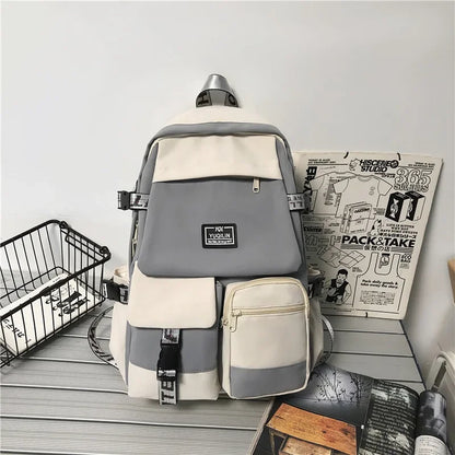 2024 Korean nylon schoolbag female student backpack large capacity fashion boy backpack computer bag femal school backpack bag