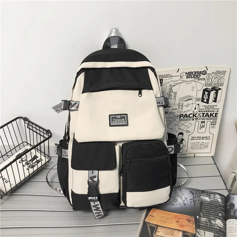 2024 Korean nylon schoolbag female student backpack large capacity fashion boy backpack computer bag femal school backpack bag