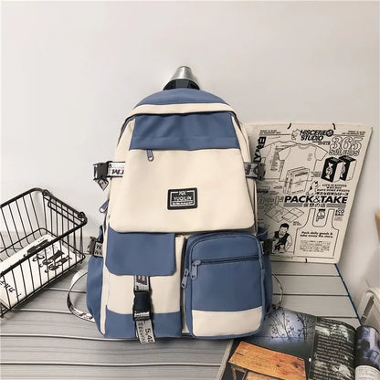 2024 Korean nylon schoolbag female student backpack large capacity fashion boy backpack computer bag femal school backpack bag