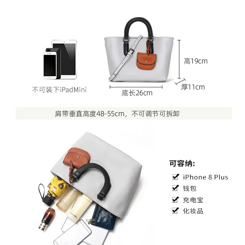 2024 Korean style trendy women's large-capacity handbag genuine leather women's bag shoulder crossbody tote bag Designer Luxury