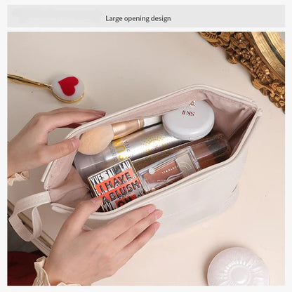 2024 Large Double Layer Travel Makeup Cosmetic Travel Bags,Portable Leather Toiletry Bag Roomy Cosmetic Bag for Women and Girls
