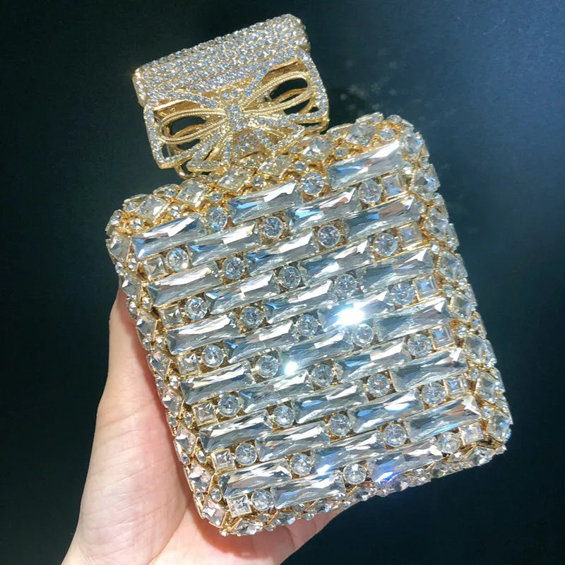 2024 Latest Glass Rhinestones Wedding Clutch Purse Luxury Women’s Crystal Evening Purses Clutches Bag Lady Chain Party Handbag