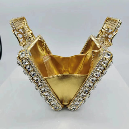 2024 Latest Glass Rhinestones Wedding Clutch Purse Luxury Women’s Crystal Evening Purses Clutches Bag Lady Chain Party Handbag