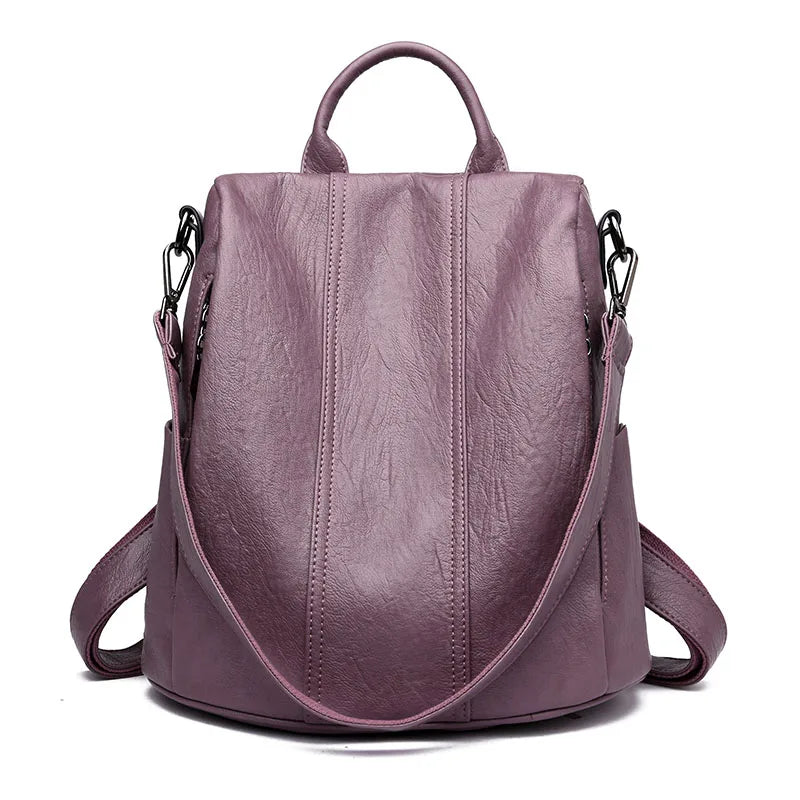 2024 Leather Backpacks Women Solid Color Fashion Trend Casual Travel Bags Large Capacity School Shoulder Bag for Teenager Girls