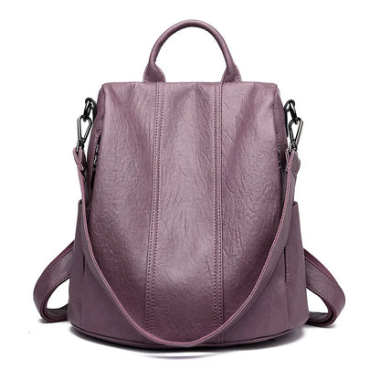2024 Leather Backpacks Women Solid Color Fashion Trend Casual Travel Bags Large Capacity School Shoulder Bag for Teenager Girls