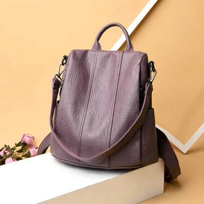 2024 Leather Backpacks Women Solid Color Fashion Trend Casual Travel Bags Large Capacity School Shoulder Bag for Teenager Girls