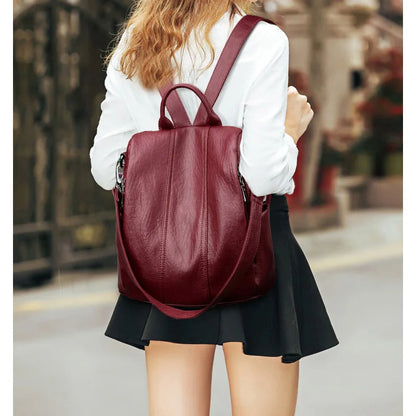 2024 Leather Backpacks Women Solid Color Fashion Trend Casual Travel Bags Large Capacity School Shoulder Bag for Teenager Girls