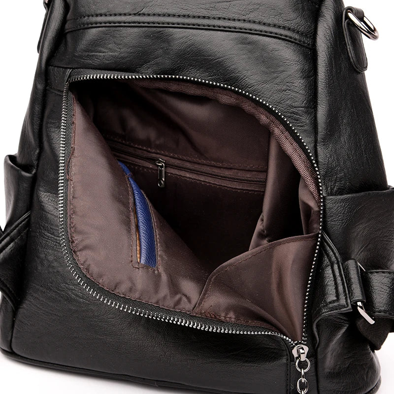 2024 Leather Backpacks Women Solid Color Fashion Trend Casual Travel Bags Large Capacity School Shoulder Bag for Teenager Girls