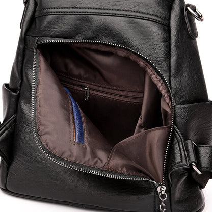2024 Leather Backpacks Women Solid Color Fashion Trend Casual Travel Bags Large Capacity School Shoulder Bag for Teenager Girls