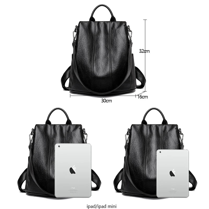 2024 Leather Backpacks Women Solid Color Fashion Trend Casual Travel Bags Large Capacity School Shoulder Bag for Teenager Girls