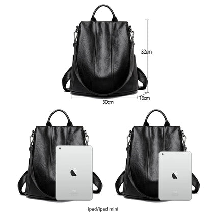 2024 Leather Backpacks Women Solid Color Fashion Trend Casual Travel Bags Large Capacity School Shoulder Bag for Teenager Girls