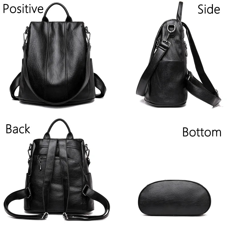 2024 Leather Backpacks Women Solid Color Fashion Trend Casual Travel Bags Large Capacity School Shoulder Bag for Teenager Girls