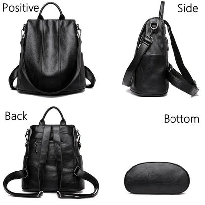2024 Leather Backpacks Women Solid Color Fashion Trend Casual Travel Bags Large Capacity School Shoulder Bag for Teenager Girls
