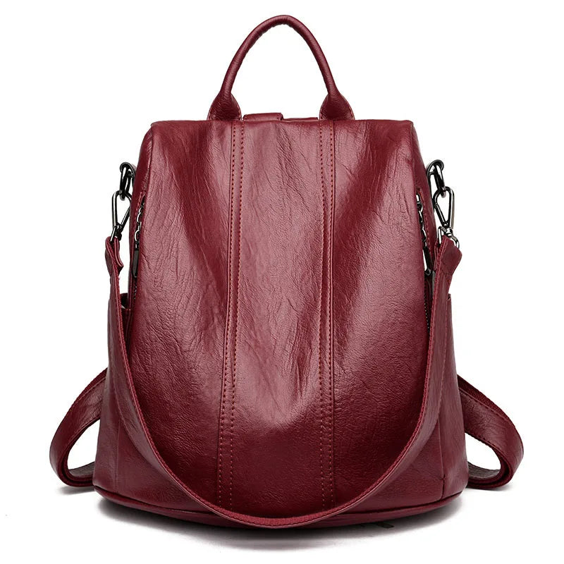 2024 Leather Backpacks Women Solid Color Fashion Trend Casual Travel Bags Large Capacity School Shoulder Bag for Teenager Girls