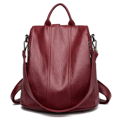 2024 Leather Backpacks Women Solid Color Fashion Trend Casual Travel Bags Large Capacity School Shoulder Bag for Teenager Girls