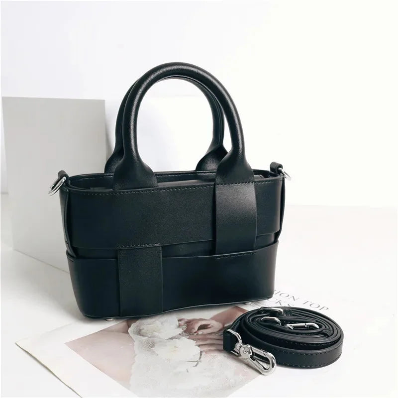 2024 Leather Women's Summer New Trendy Niche High-end Woven Handbag Shoulder Messenger Bag Fashion Explosion