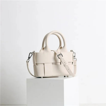 2024 Leather Women's Summer New Trendy Niche High-end Woven Handbag Shoulder Messenger Bag Fashion Explosion