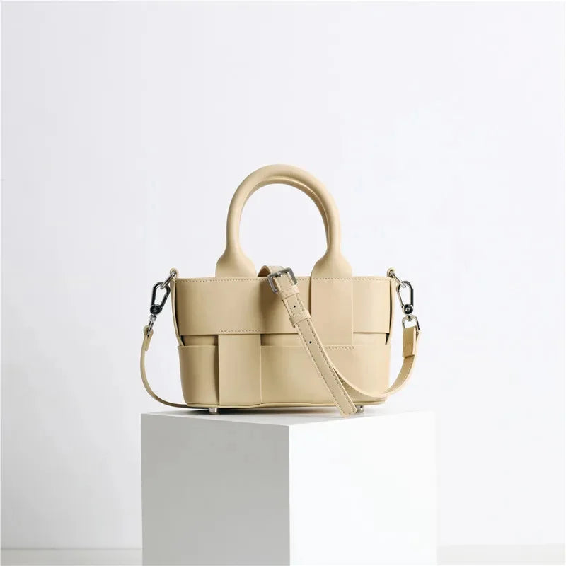 2024 Leather Women's Summer New Trendy Niche High-end Woven Handbag Shoulder Messenger Bag Fashion Explosion
