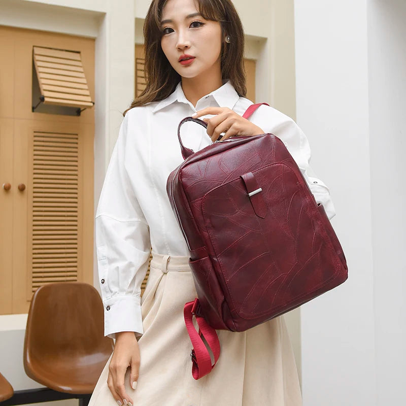 2024 Lightweight And High Quality Leather Backpack Splash Proof Travel Backpacks Luxury Retro Designer Brand Mochilas Sac A Dos