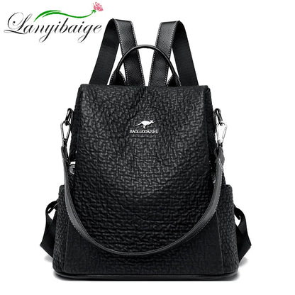 2024 Luxury Brand Women's Anti theft Bag High Quality Large Capacity Girl Backpack Retro Trendy Female Shoulder Bags Sac A Dos