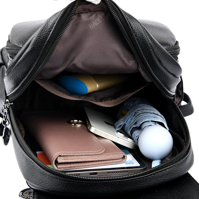 2024 Luxury Brand Women’s Backpack High Quality Leather Large Capacity Shoulder Bag Travel Backpack For Fashion Simplicity Girls