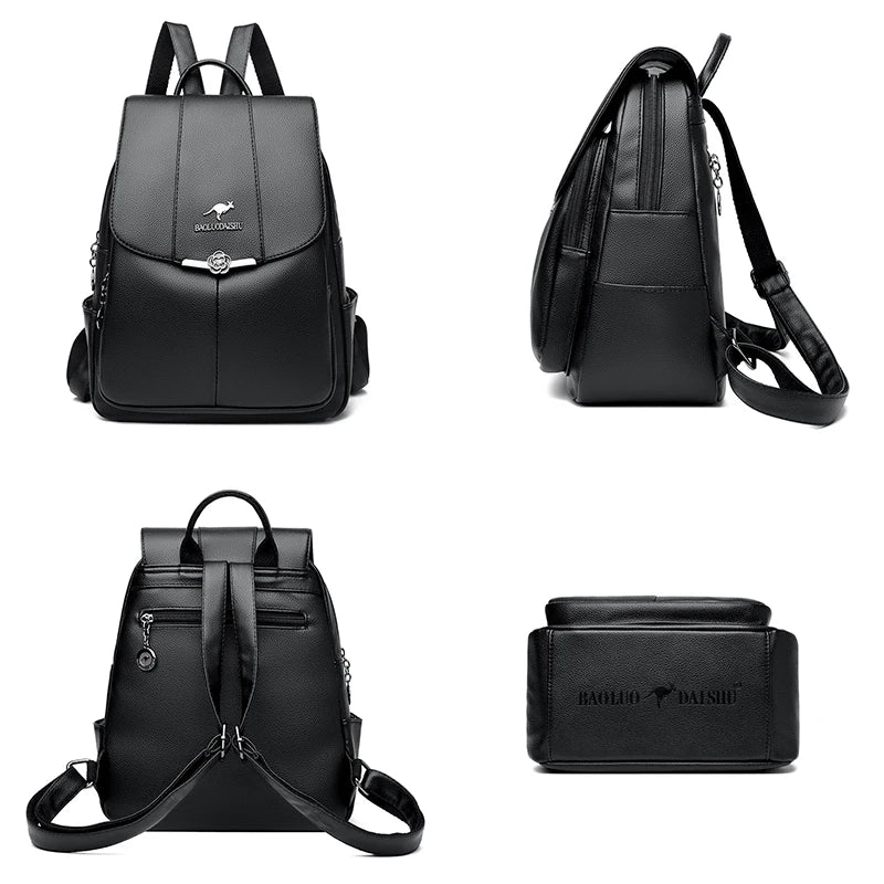 2024 Luxury Brand Women’s Backpack High Quality Leather Large Capacity Shoulder Bag Travel Backpack For Fashion Simplicity Girls