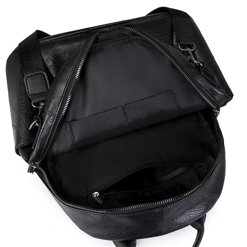 2024 Luxury Women's Backpacks Purse Soft Leather Waterproof Bagpack Student Bag Multifunction Mochilas Feminina Luxury Sac A Dos
