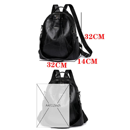 2024 Luxury Women's Backpacks Purse Soft Leather Waterproof Bagpack Student Bag Multifunction Mochilas Feminina Luxury Sac A Dos