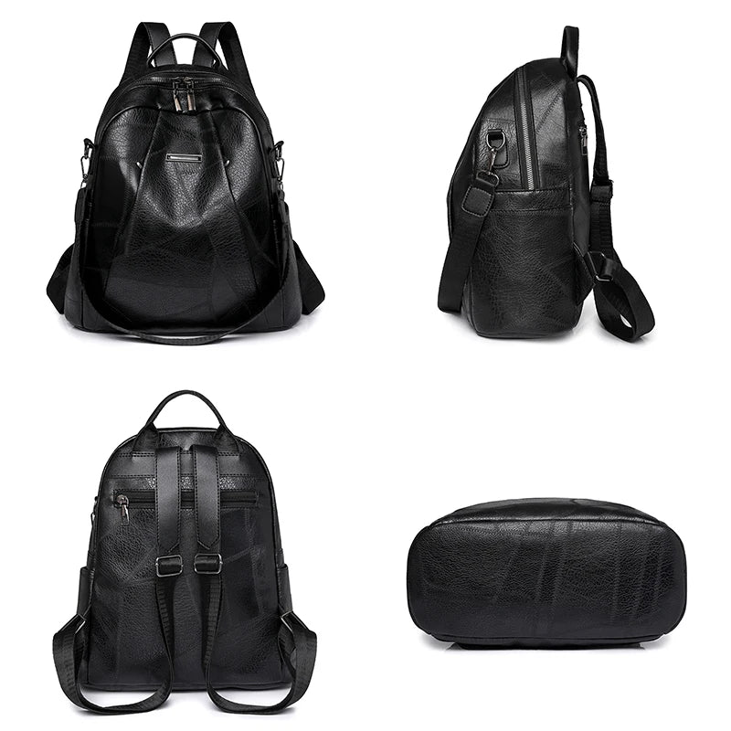 2024 Luxury Women's Backpacks Purse Soft Leather Waterproof Bagpack Student Bag Multifunction Mochilas Feminina Luxury Sac A Dos