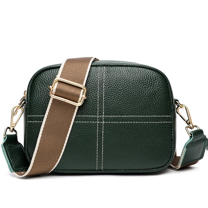 2024 Luxury Women's Designer Wallet and Shoulder Bag Authentic Genuine Leather Girl Striped Wide Shoulder Strap Crossbody Bags