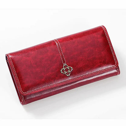 2024 Luxury Women's Long Wallet Vintage PU Leather Female Coin Purses Large Capacity Card Holders Ladies Money Clip