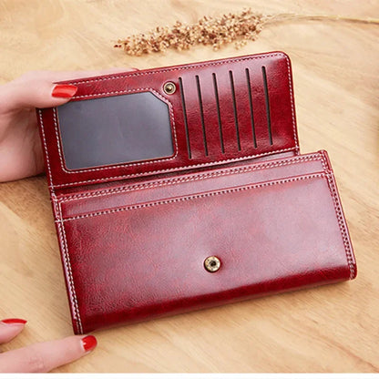 2024 Luxury Women's Long Wallet Vintage PU Leather Female Coin Purses Large Capacity Card Holders Ladies Money Clip