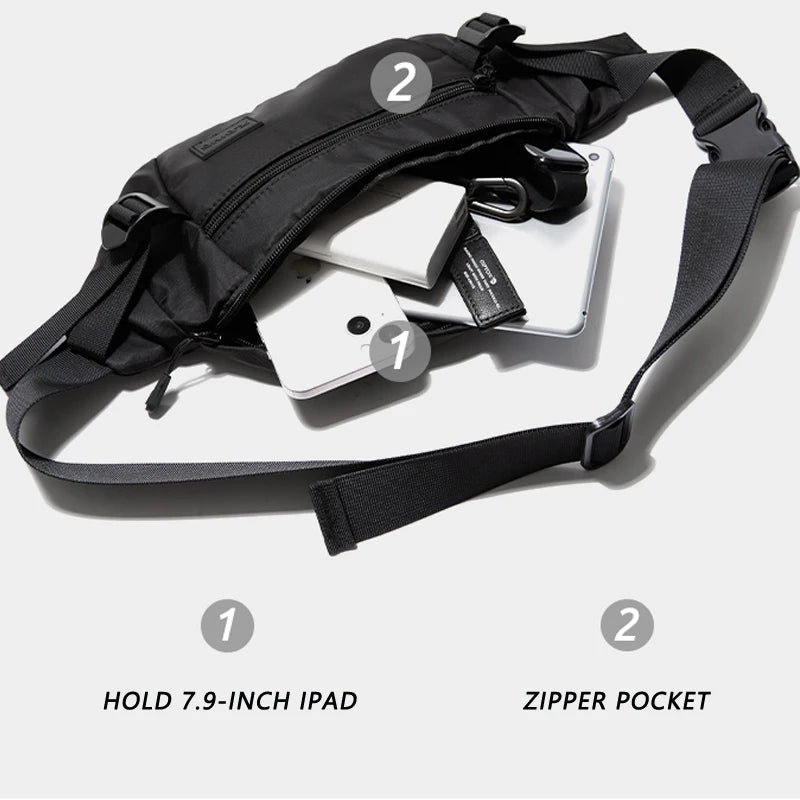 2024 Men Chest Bag Young Fashion 7.9inch IPad Multiple Pocket Zipper Crossbody Bag High Quality Oxford Phone Shoulder Bag