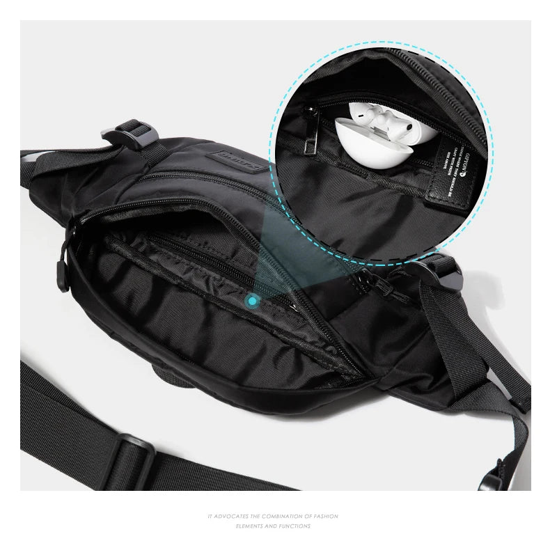 2024 Men Chest Bag Young Fashion 7.9inch IPad Multiple Pocket Zipper Crossbody Bag High Quality Oxford Phone Shoulder Bag