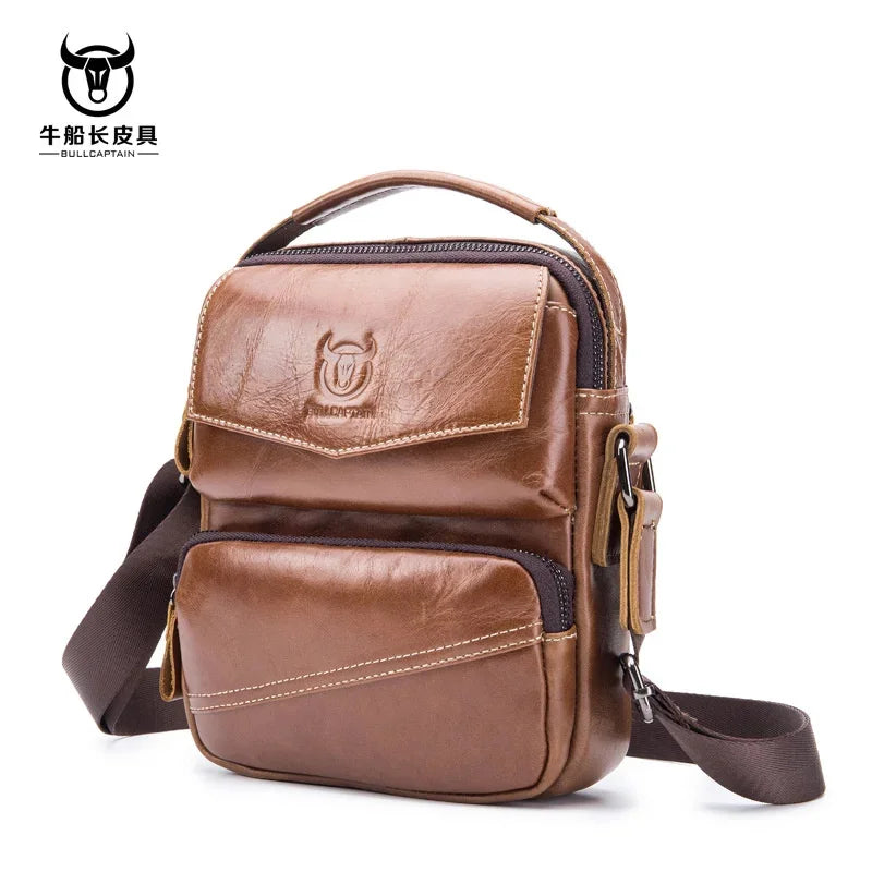 2024 Men Genuine Leather Man Crossbody Shoulder Bag Small Business Male Messenger Bolsa de hombres masculina Sac