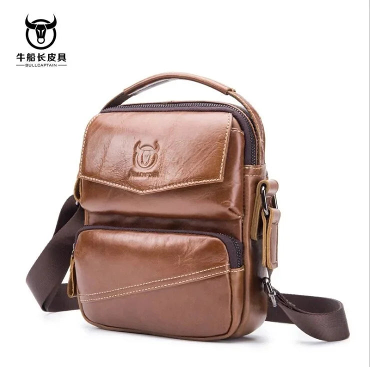 2024 Men Genuine Leather Man Crossbody Shoulder Bag Small Business Male Messenger Bolsa de hombres masculina Sac