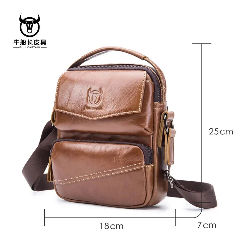 2024 Men Genuine Leather Man Crossbody Shoulder Bag Small Business Male Messenger Bolsa de hombres masculina Sac