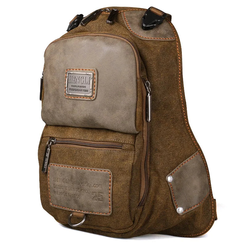 2024 Men Retro Canvas School Bag Versatile Casual Shoulder Bags Zipper Backpack Wear Resistant Climbing Bag