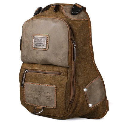 2024 Men Retro Canvas School Bag Versatile Casual Shoulder Bags Zipper Backpack Wear Resistant Climbing Bag