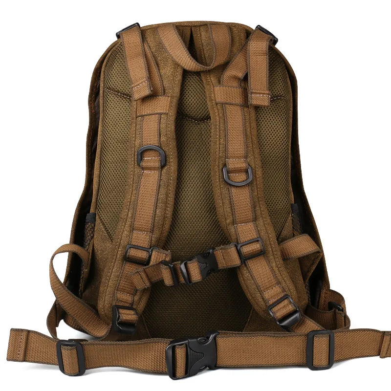 2024 Men Retro Canvas School Bag Versatile Casual Shoulder Bags Zipper Backpack Wear Resistant Climbing Bag